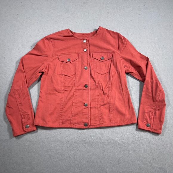 Pendleton Jacket Women Large Twill Laguna Orange Button Front Long Sleeve Casual - Picture 1 of 11